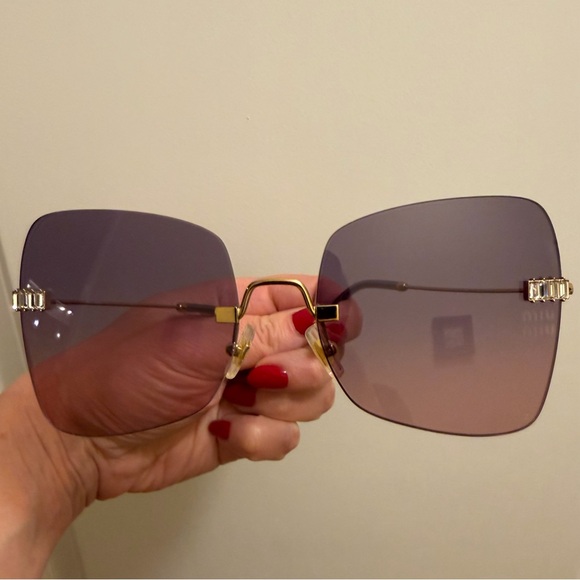 Miu Miu Gold Gradient Sunglasses with Pink Lenses - Picture 8 of 11